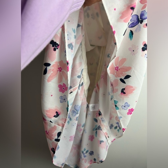 CeCe Midi Dress 8 Floral pleated Hem Cottage  Sheer old money Resort Vacation - Picture 7 of 14